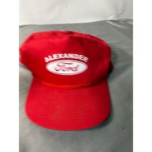 Vintage Cobra Caps Alexander Ford Red Snapback Trucker Hat Rope Brim Adjustable